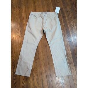 OLD Navy Straight Leg Khaki Tan Beige Mens Cotton Denim Jeans 34 x 30